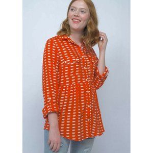 Ivy Jane Anthropologie Womens Top Sz Med Coffee Tea Or Me Blouse Top Button